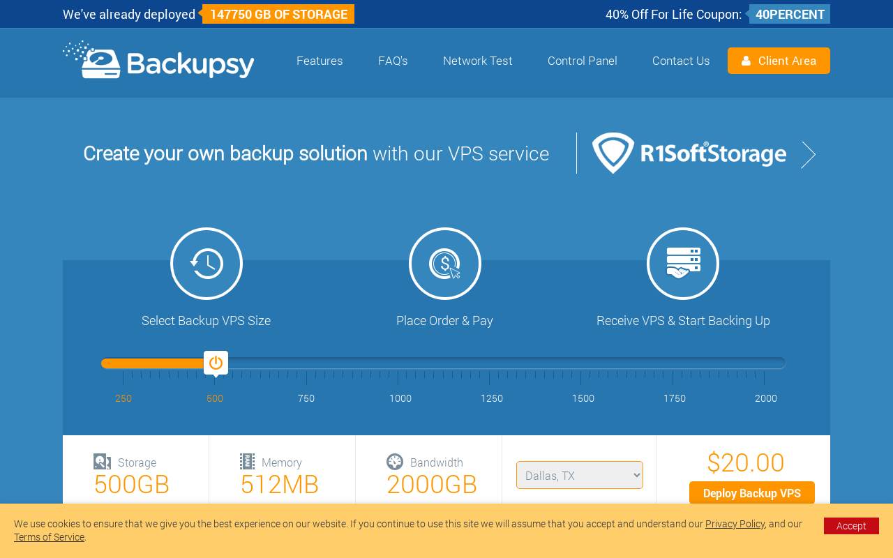 Backupsy 官网截图